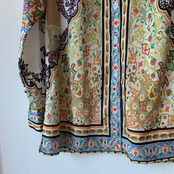 Vipavadee Multi Color Shirt Womens Size S Button Front Bohemian Artsy Cotton - Picture 7 of 8